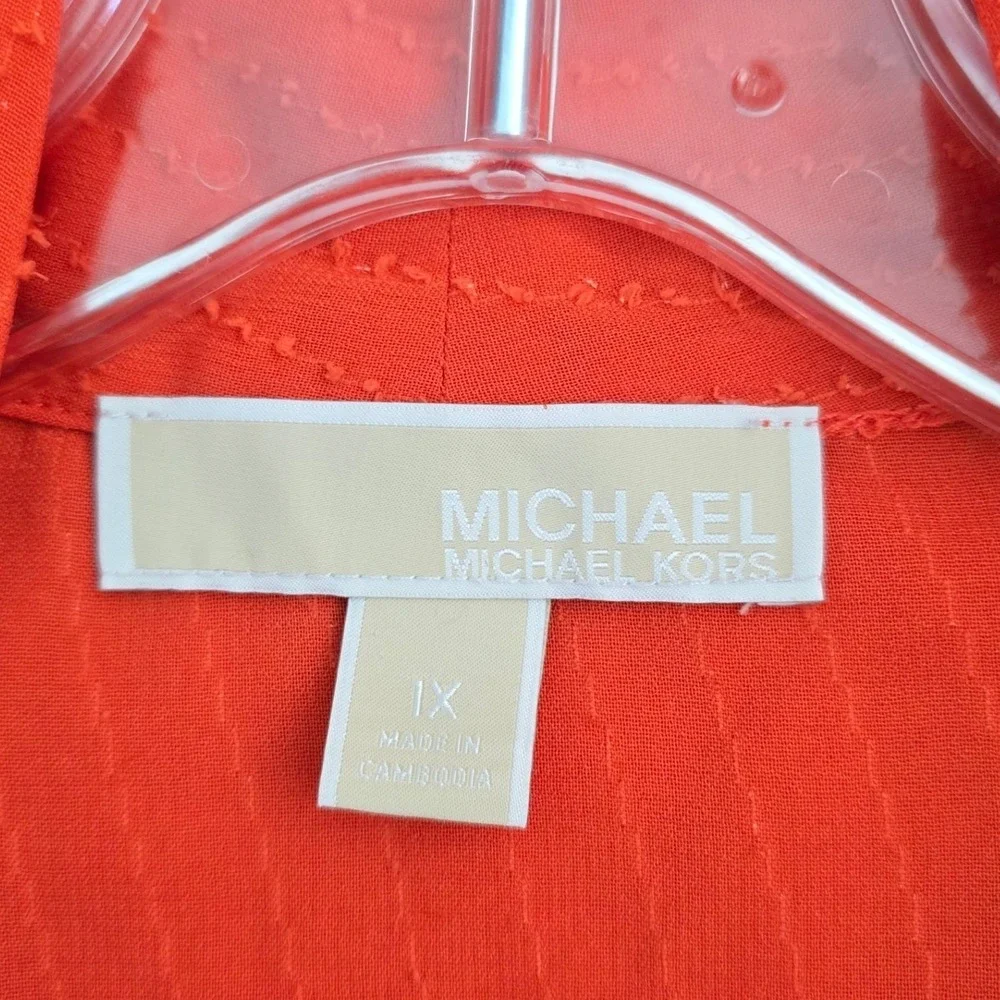 Michael‎ Kors Sleevless V-neck Gathered Front Top Orange 1X